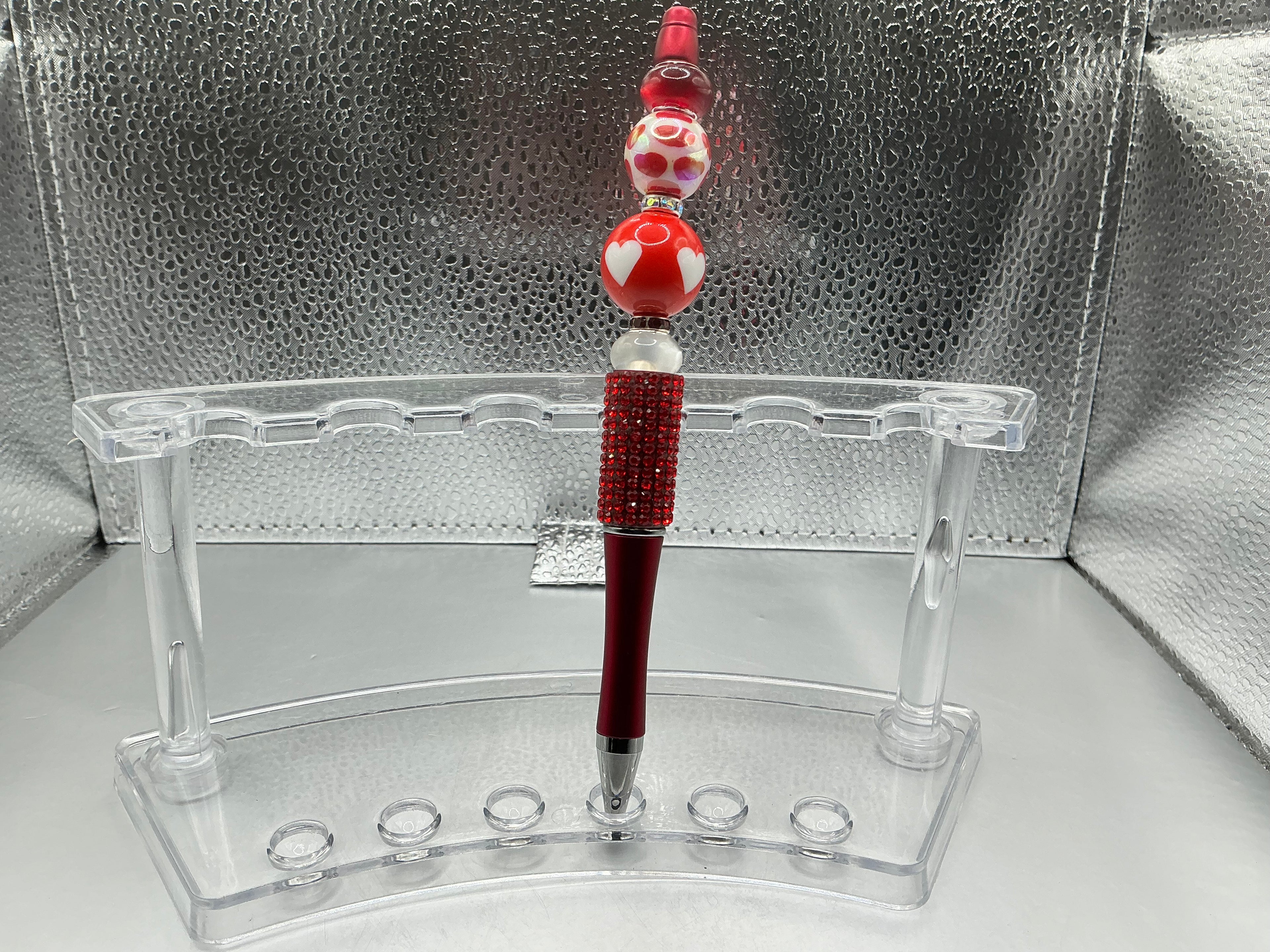 Hearts and red balls pen (black ink)