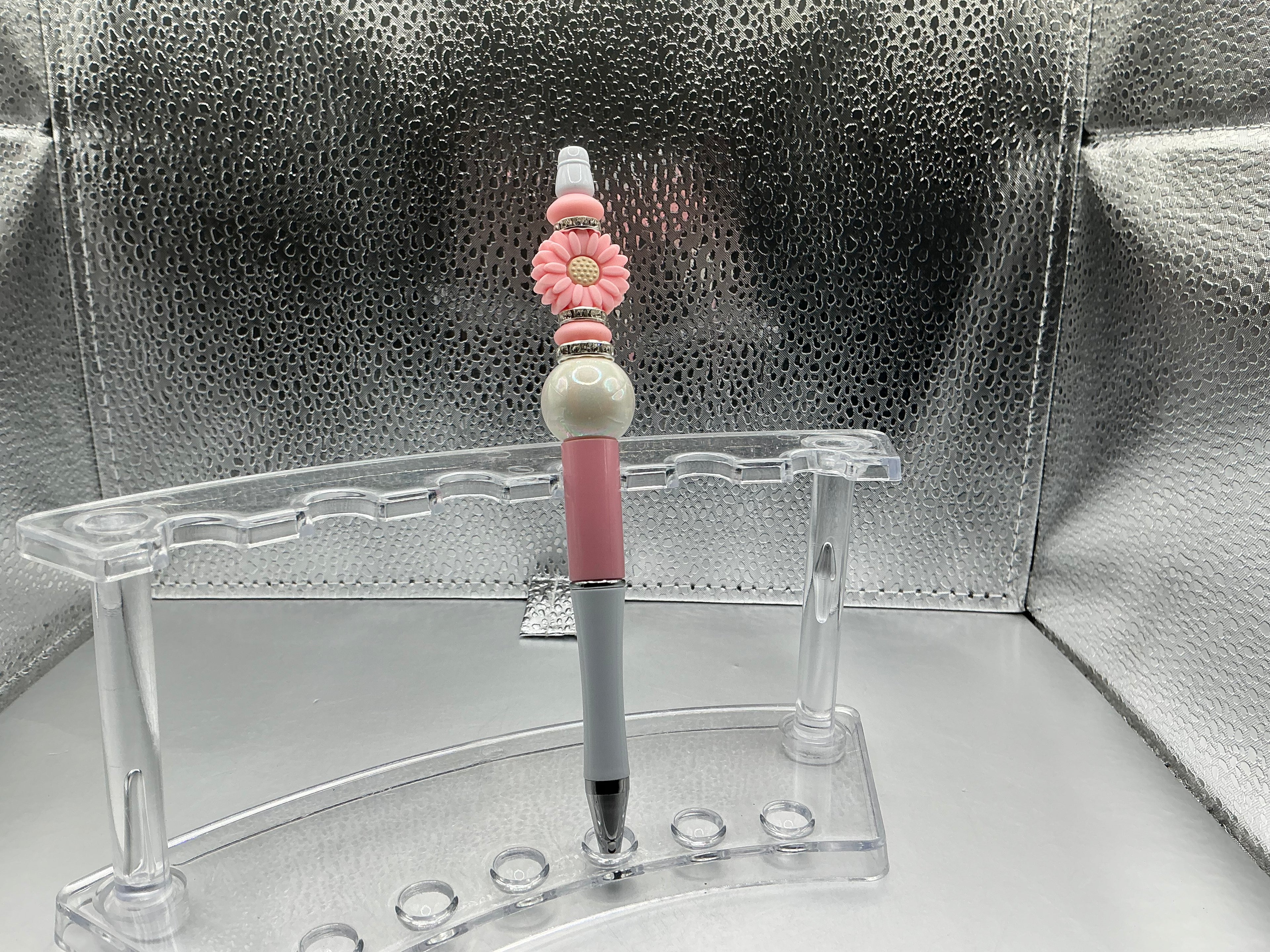 Pink flower pen (black ink)