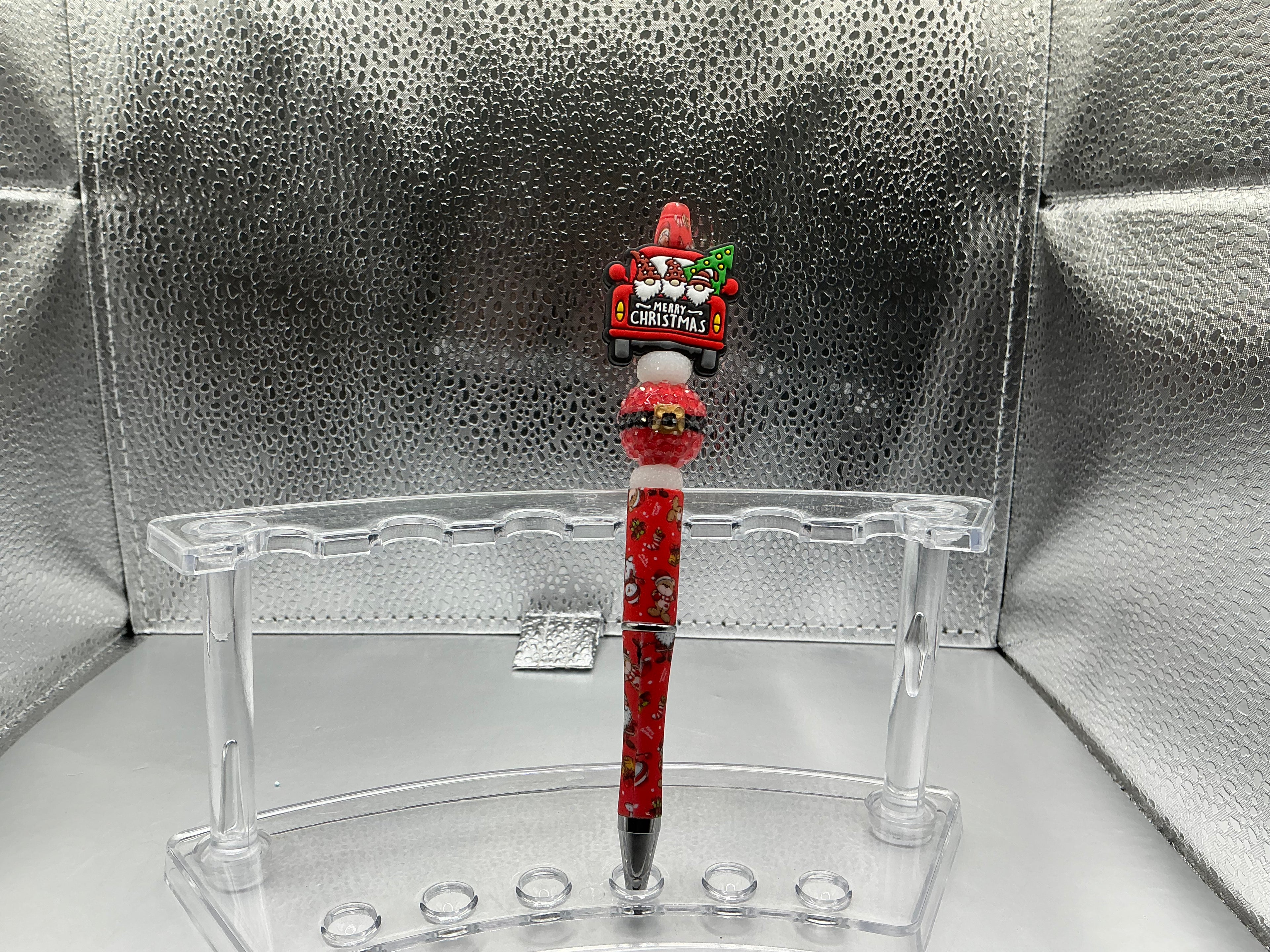 Red truck with gnomes pen (black ink)