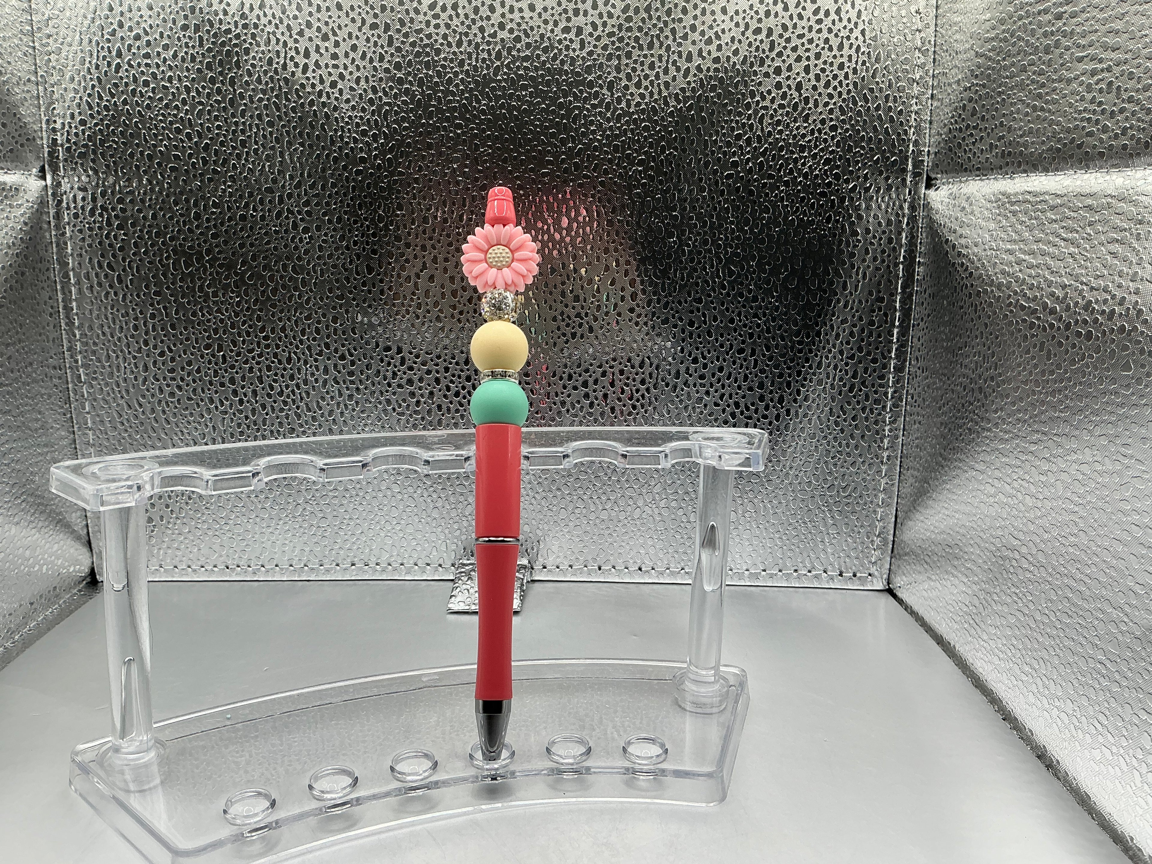Pink flower pen (black ink)