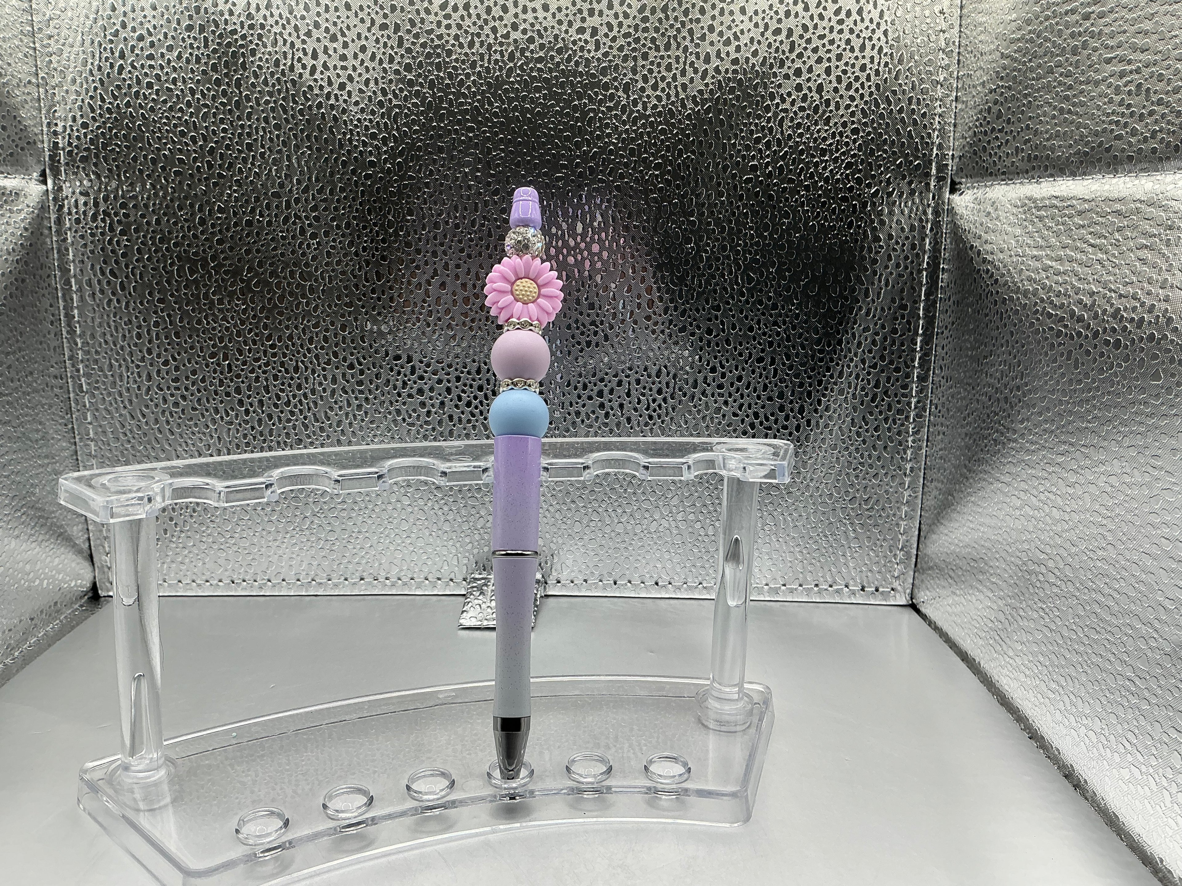 Purple/pink flower pen (black ink)