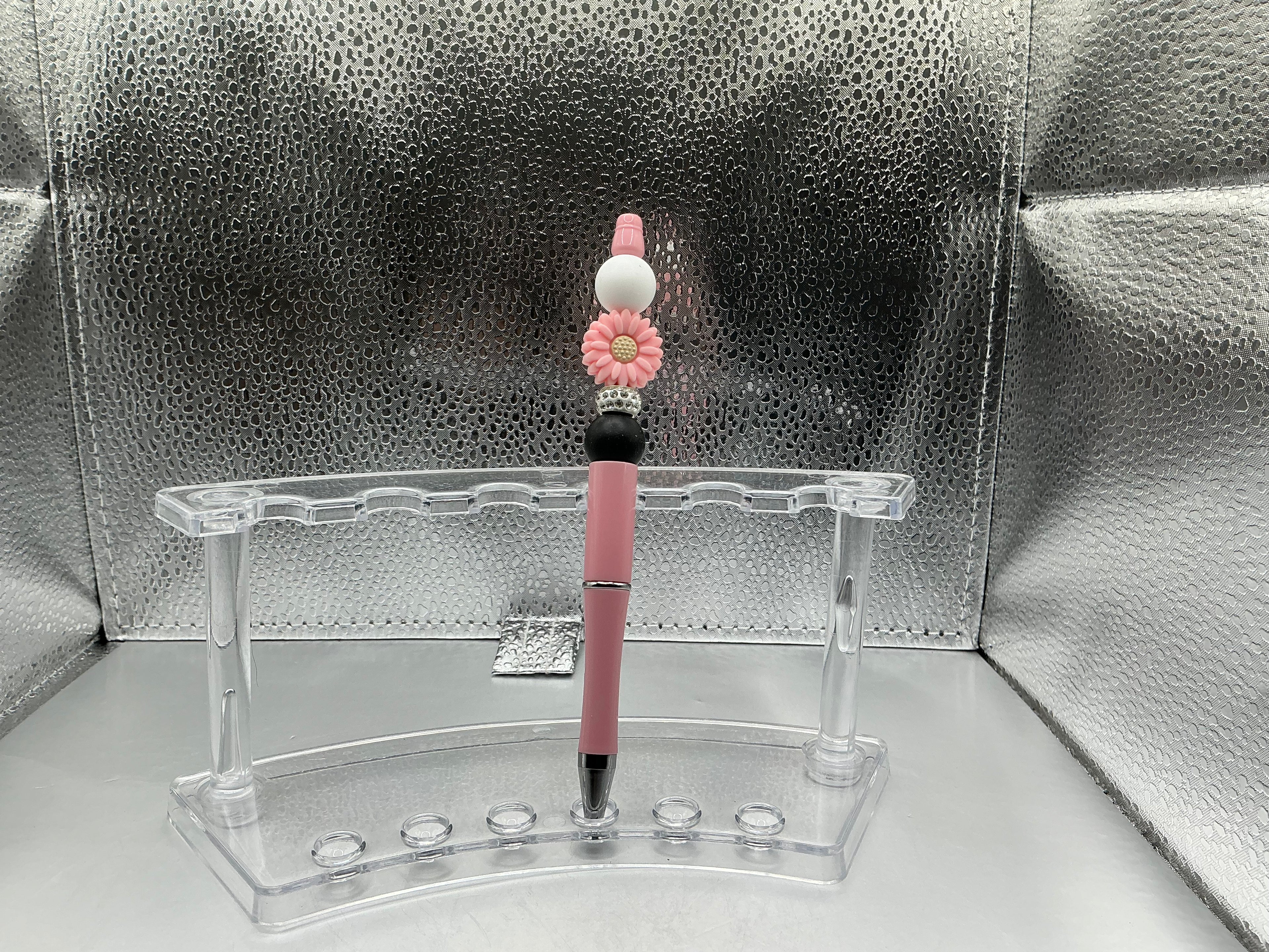 Pink flower pen (black ink)