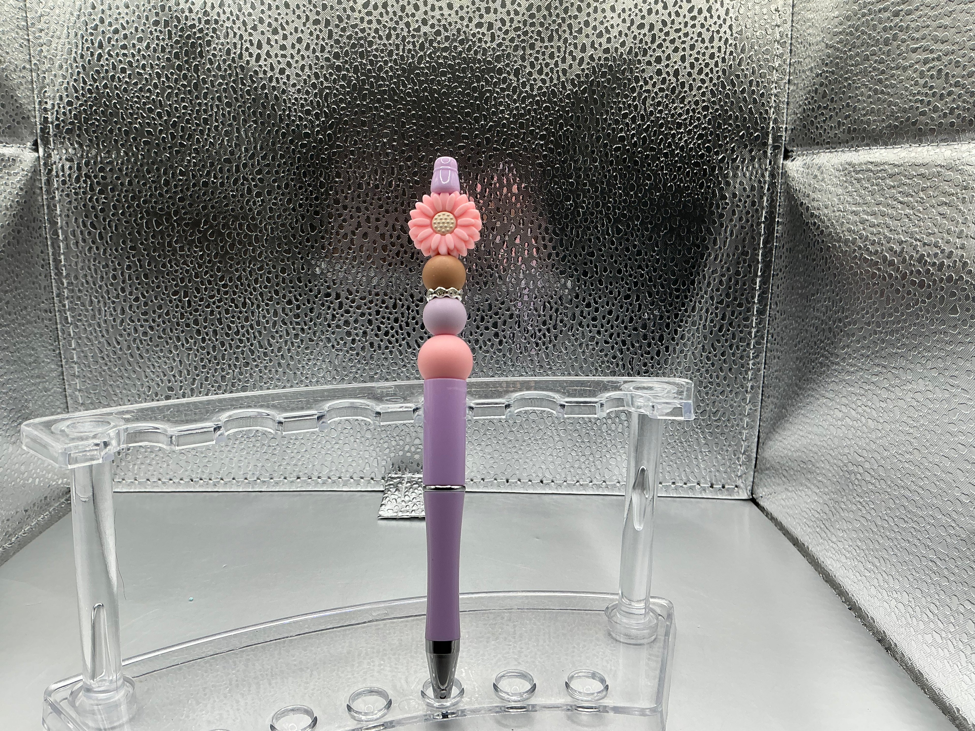 Pink flower pen (black ink)
