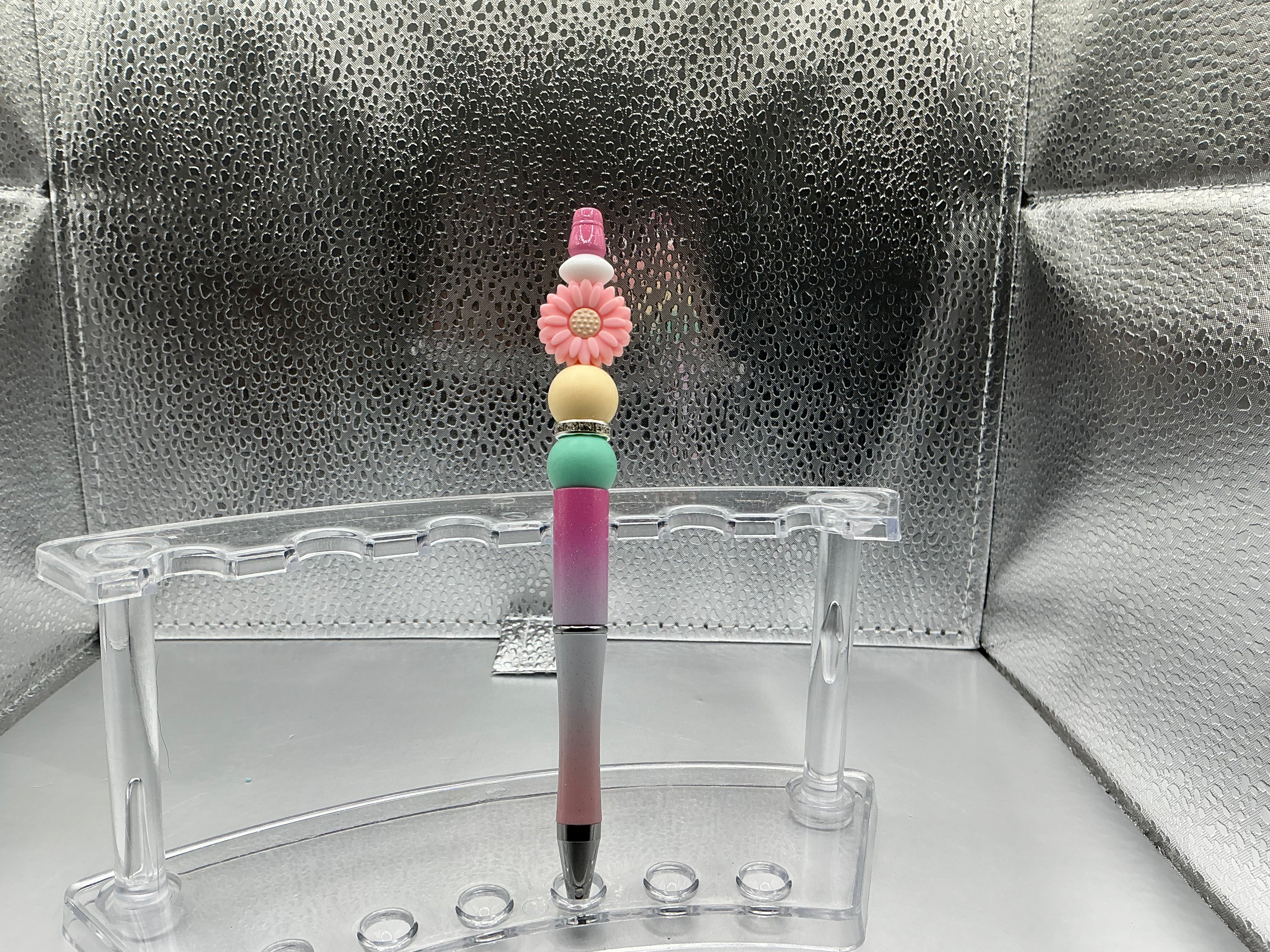 Pink flower pen (black ink)