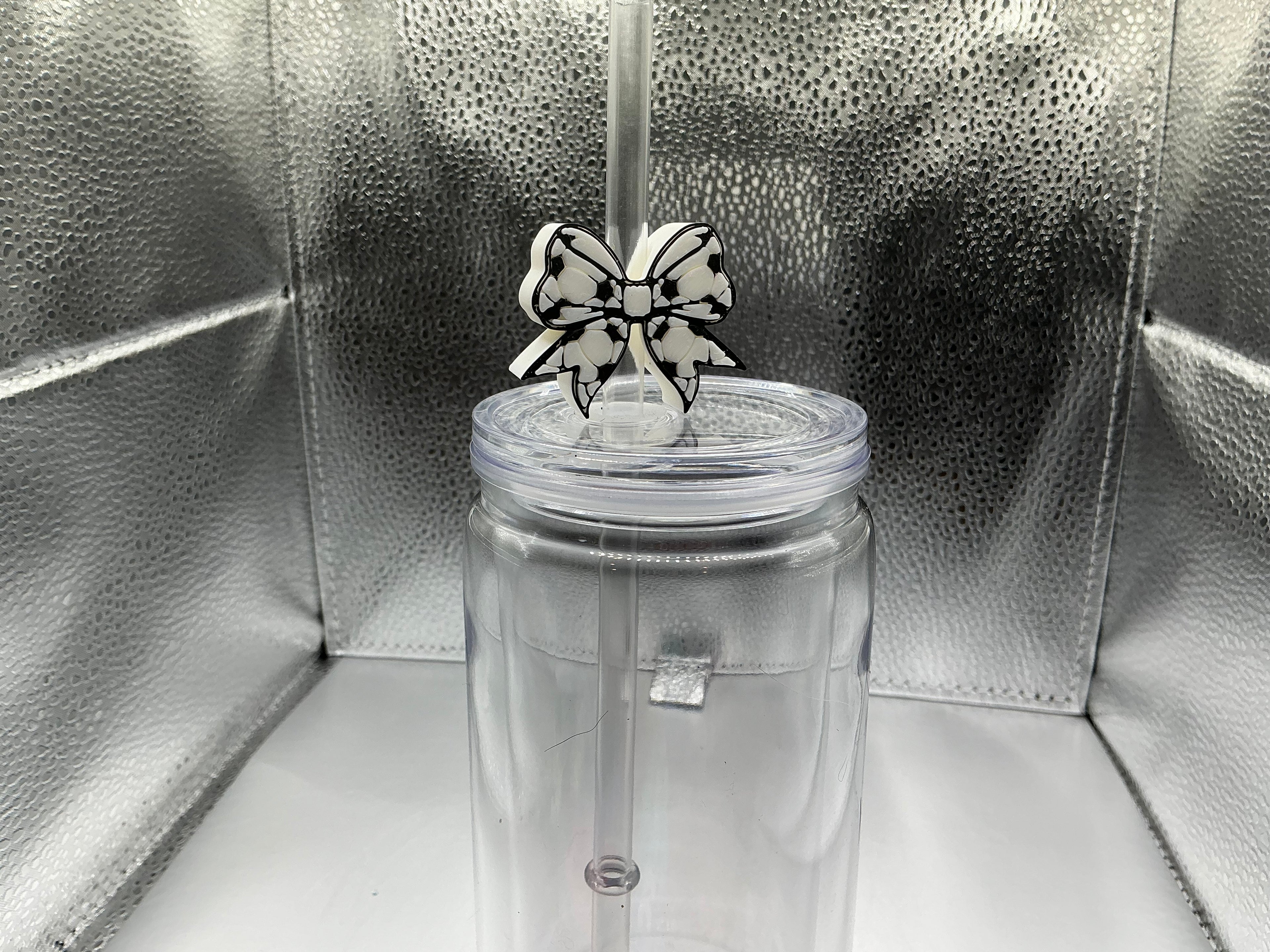 Soccer bow straw topper