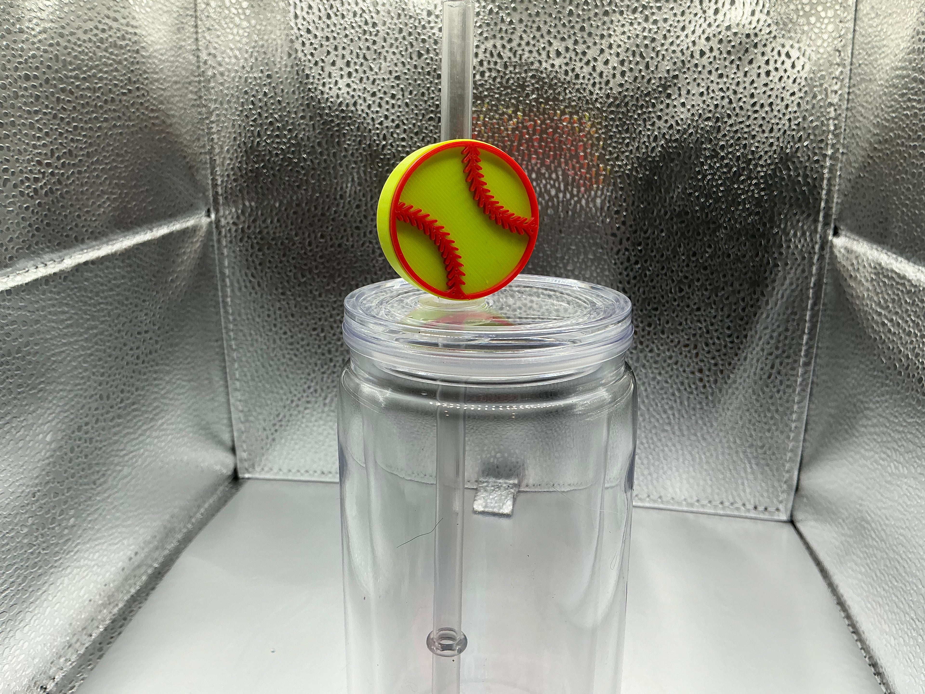 Softball straw topper