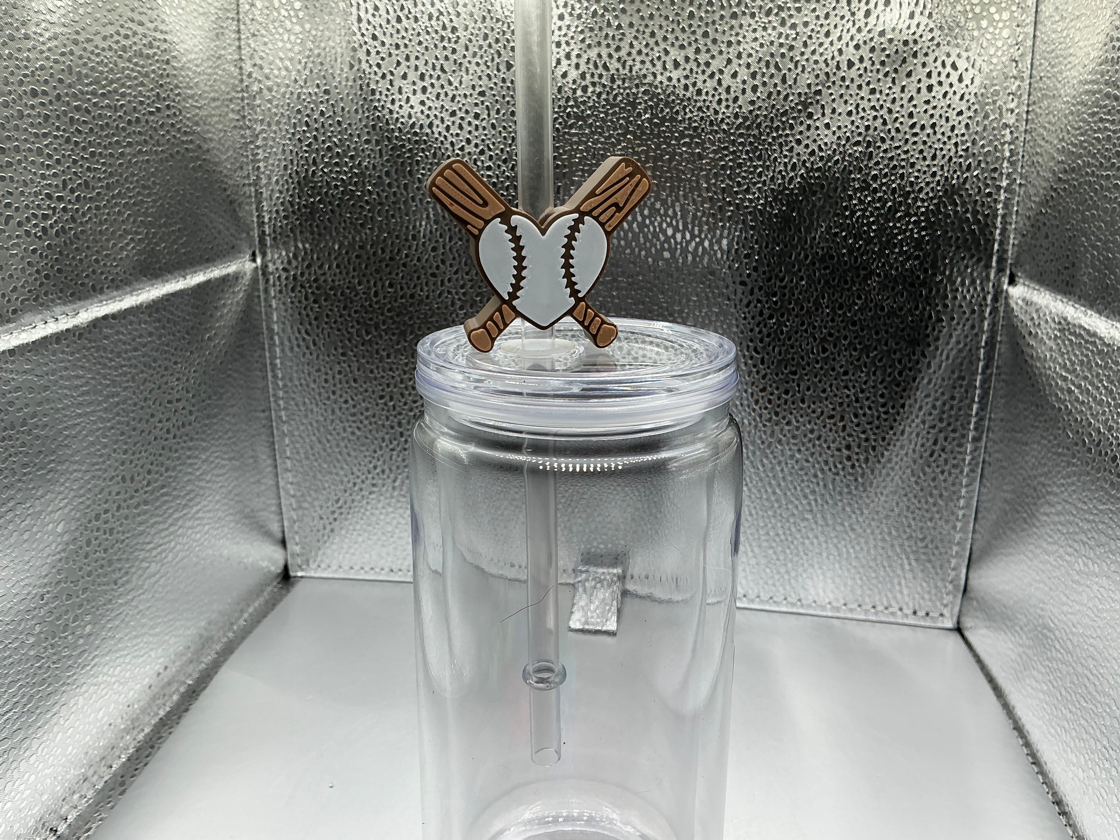 Heart shaped baseball straw topper