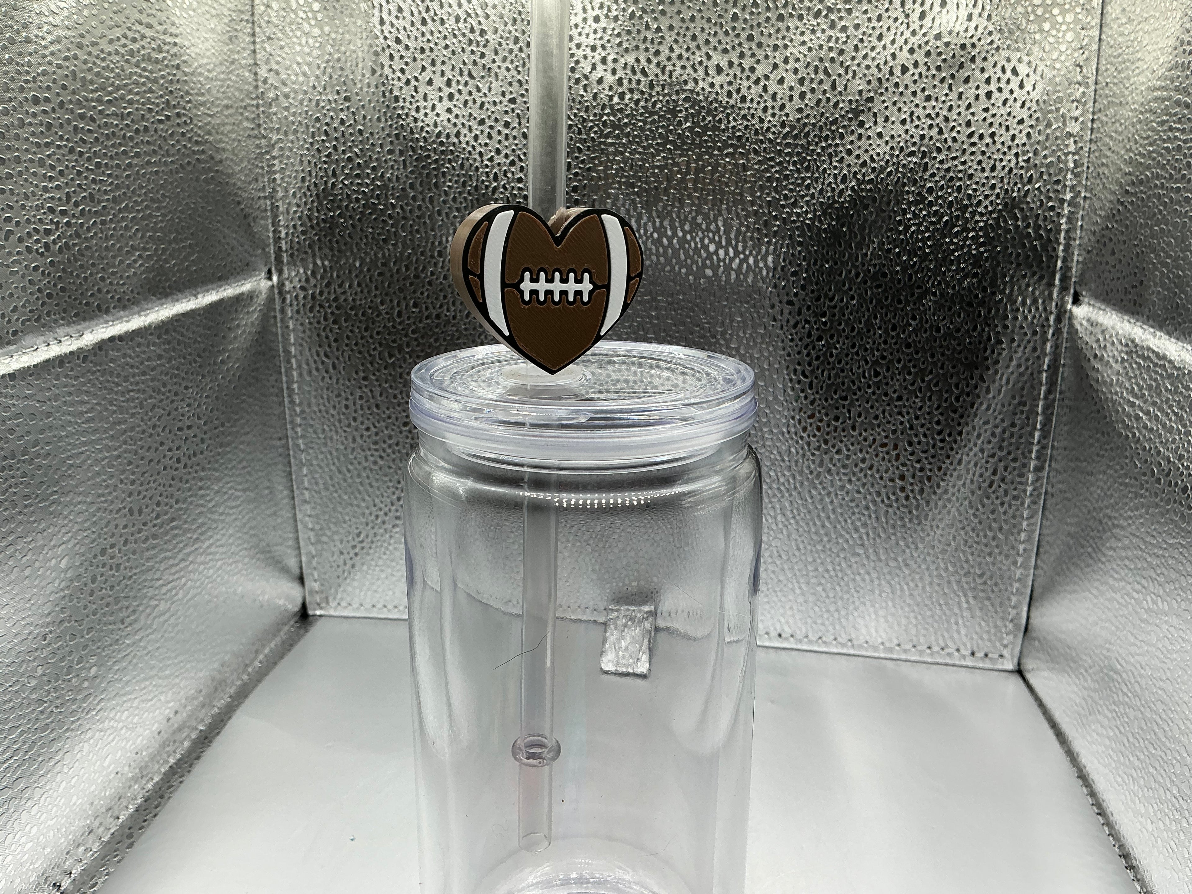 Heart shape football straw topper