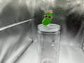 Pickle with heart sunglasses and pink bow straw topper
