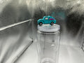 Straw topper Teal Truck with Hearts