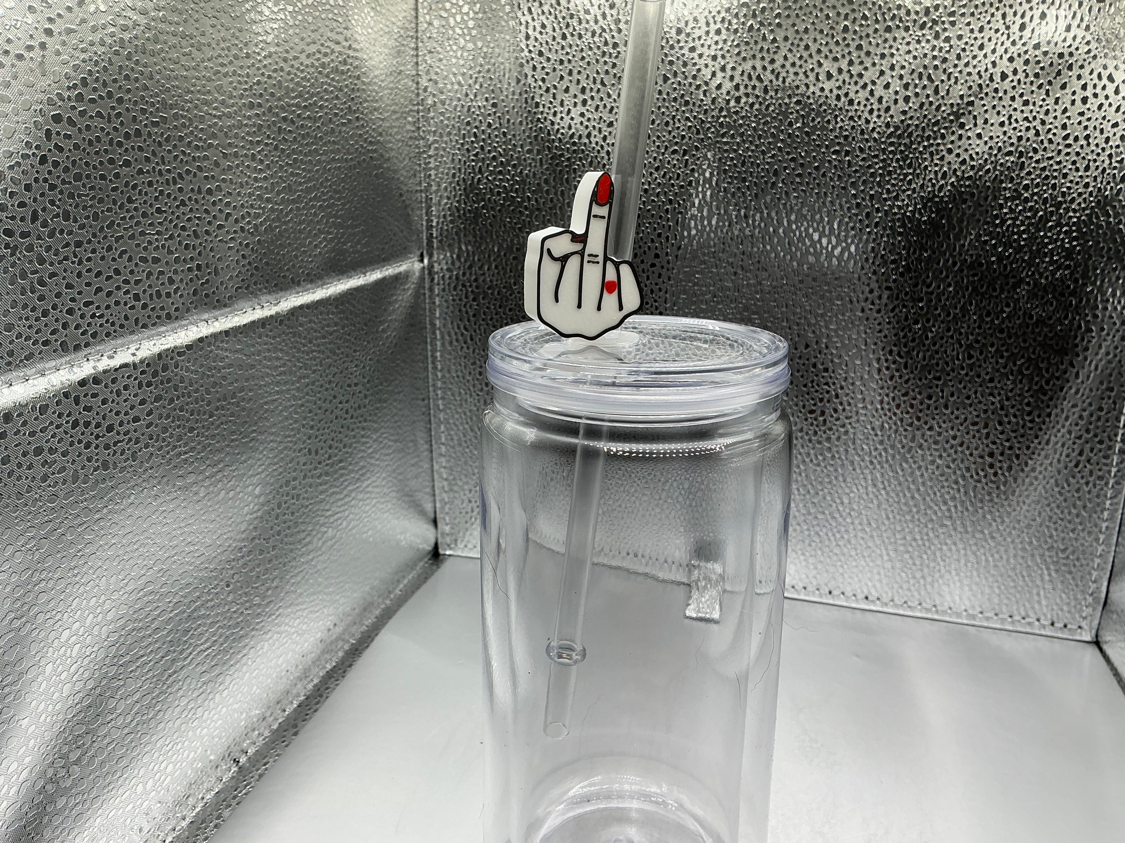 Middle finger straw topper