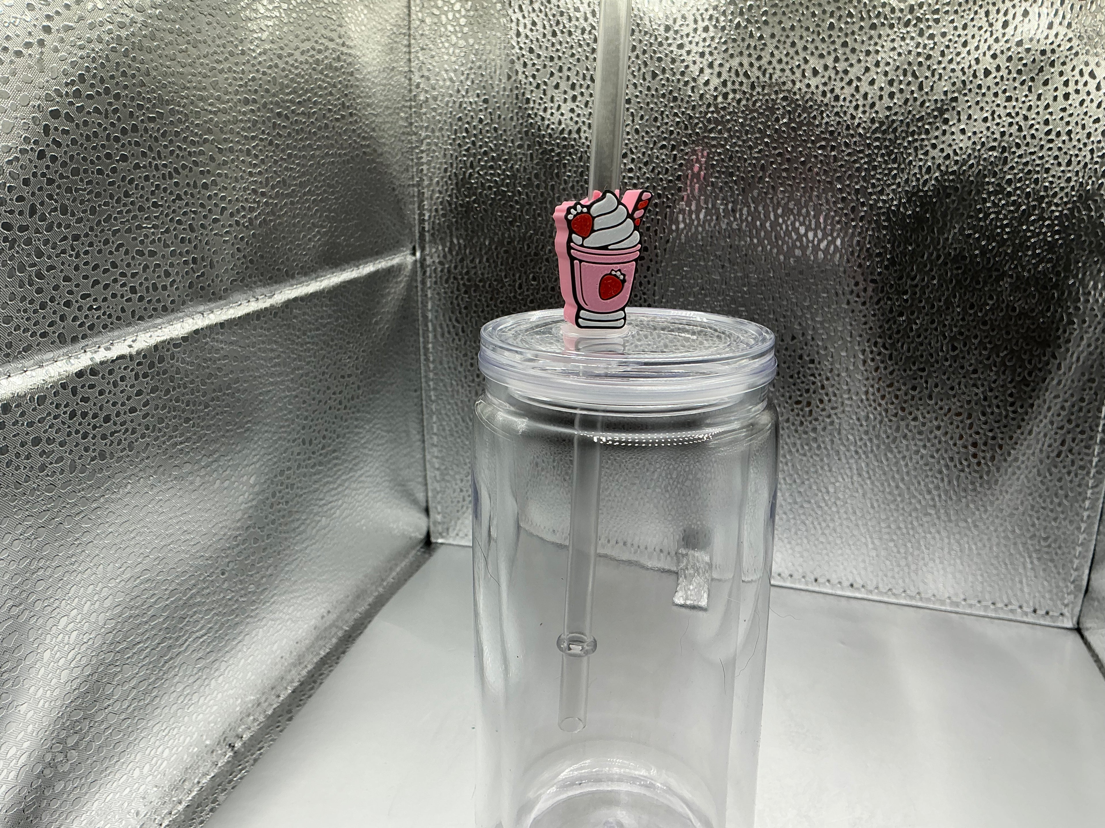 Strawberry milkshake straw topper