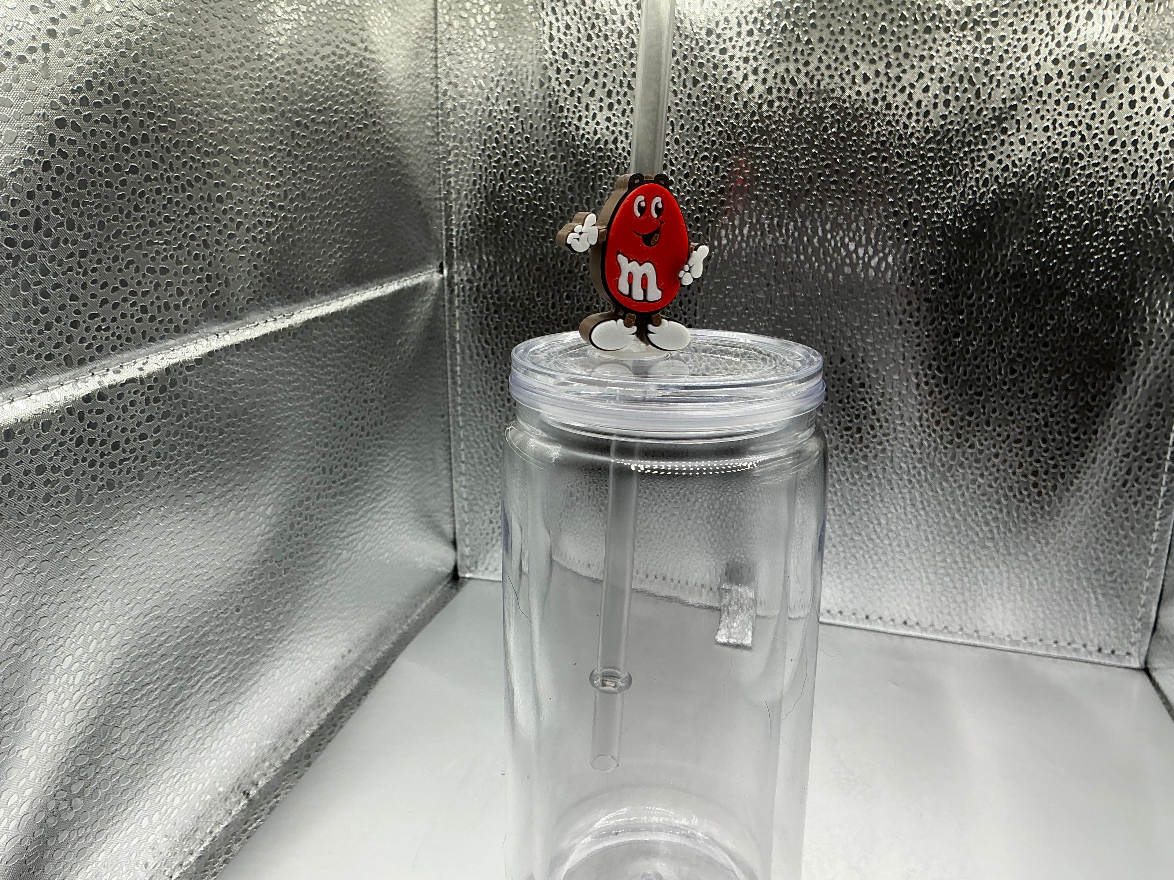 Red M&M straw topper