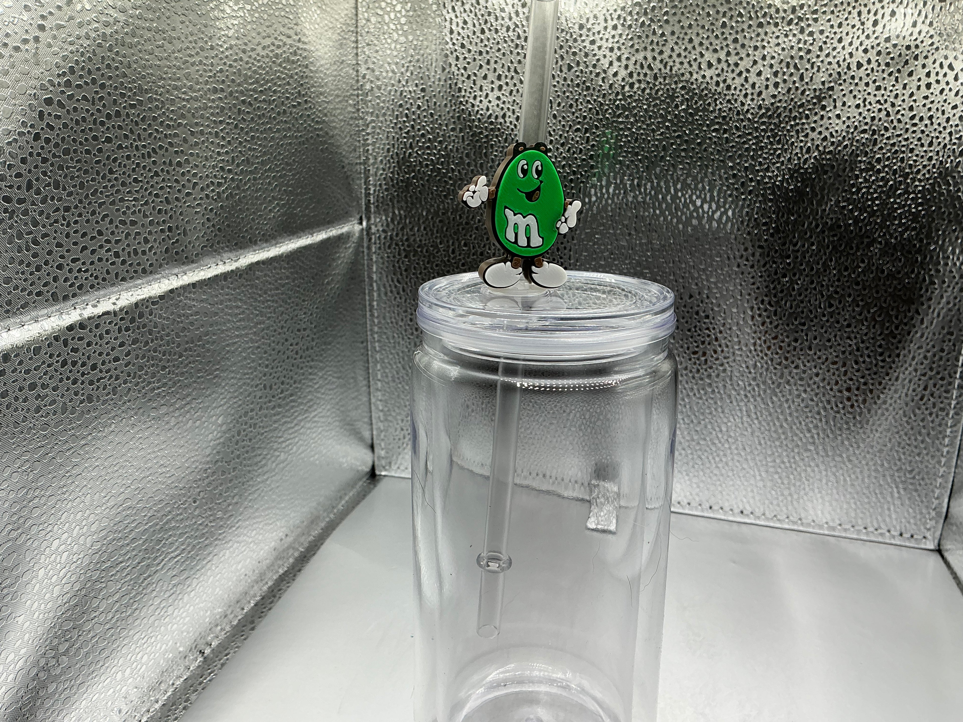 Green M&M straw topper