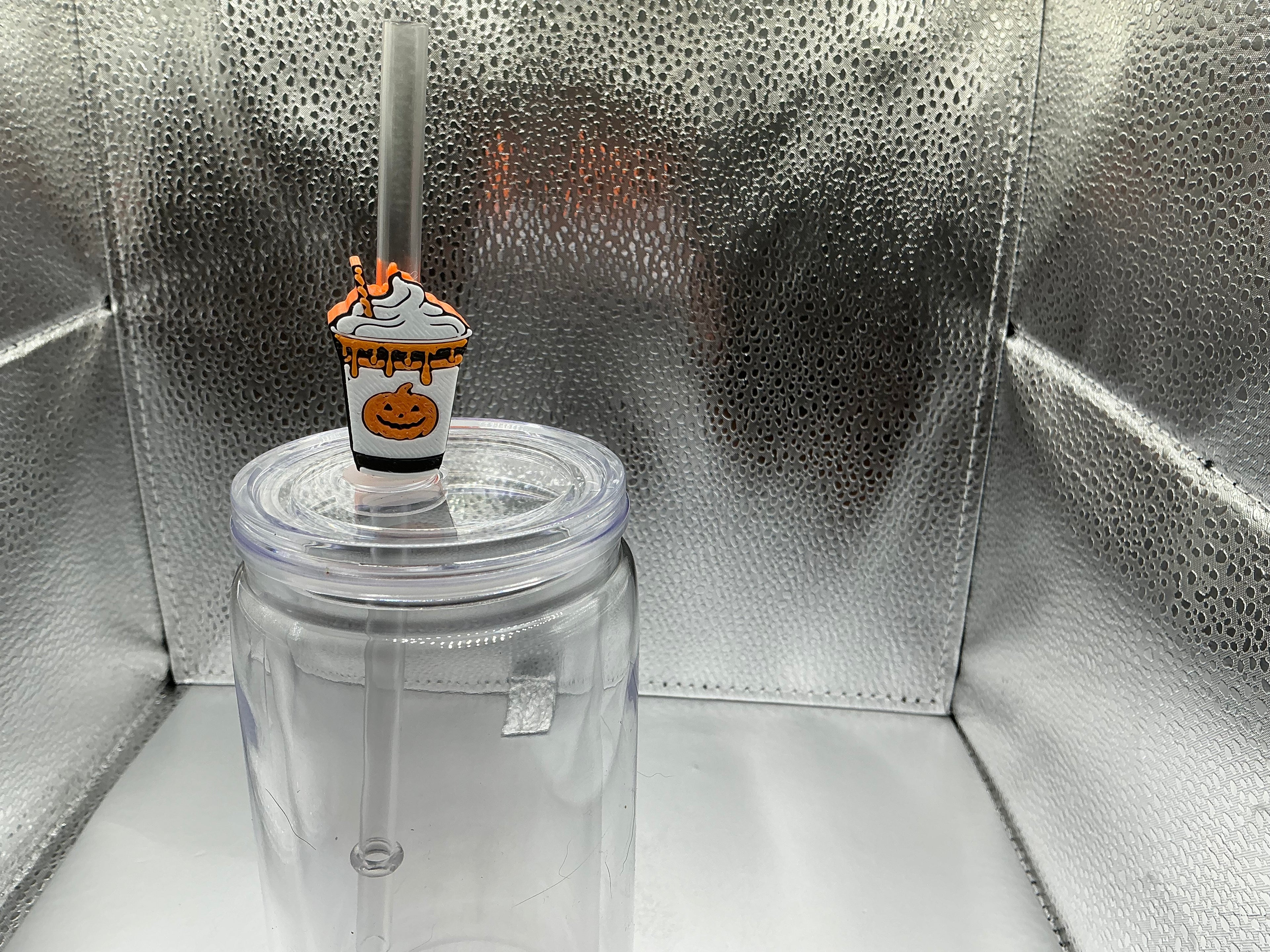 Pumpkin spice latte straw topper