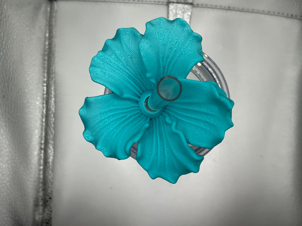 Teal hibiscus lid topper