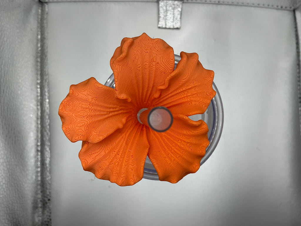 Orange hibiscus lid topper