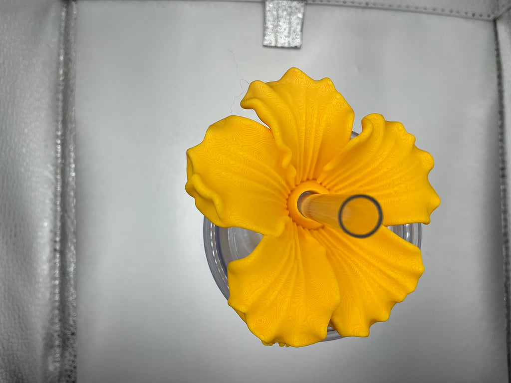 Yellow hibiscus lid topper