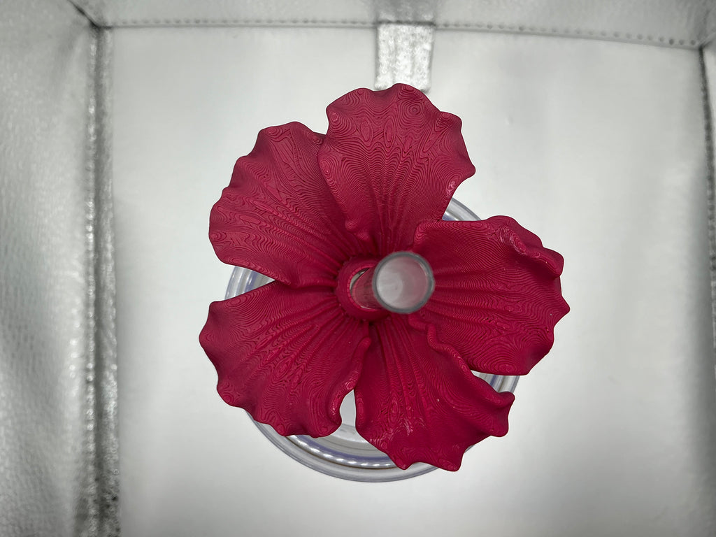 Maroon hibiscus lid topper