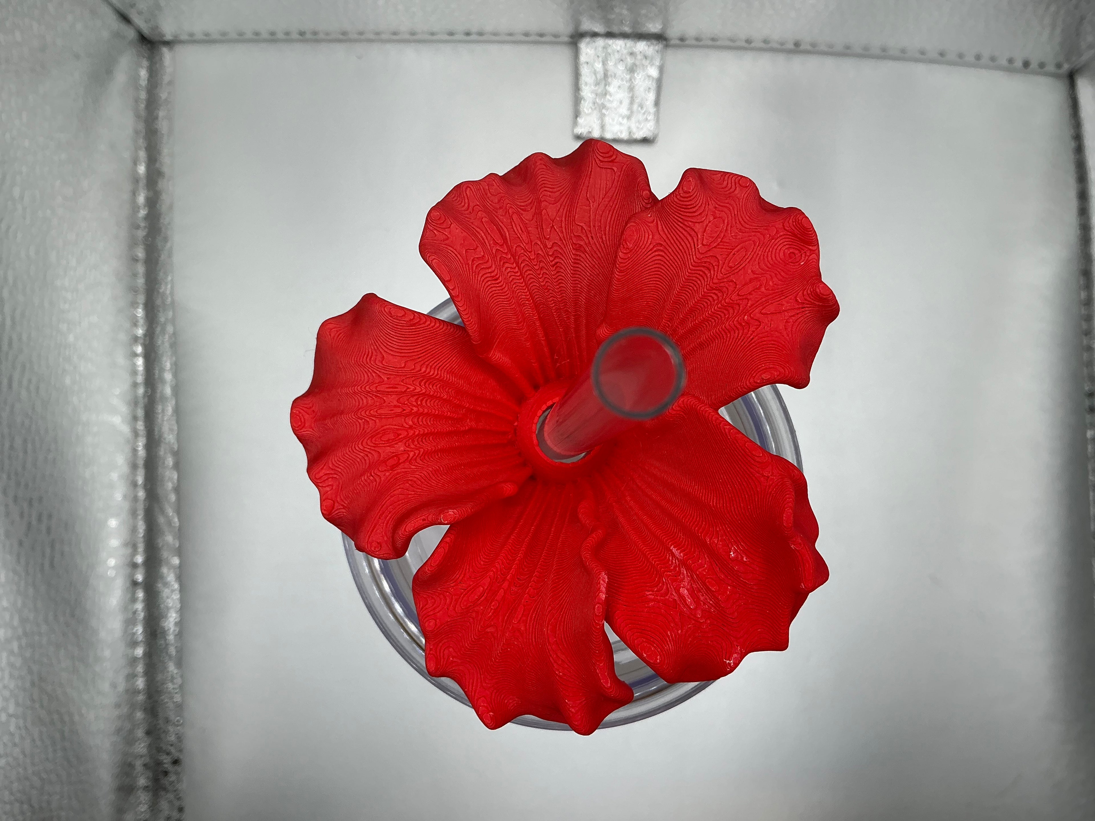 Red hibiscus lid topper
