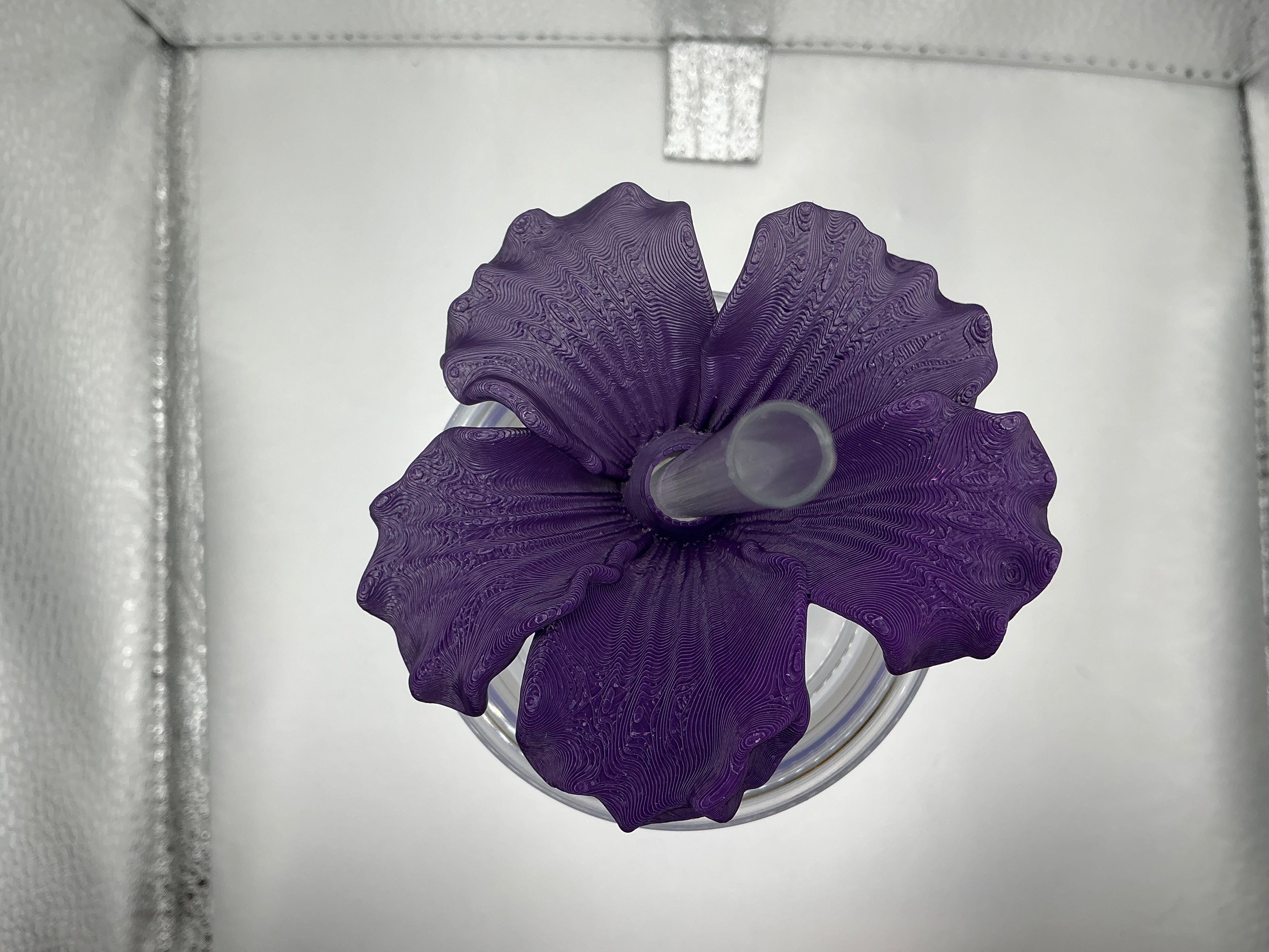 Dark purple hibiscus lid topper