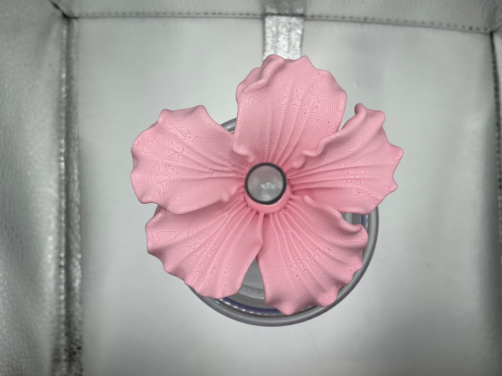 Light pink hibiscus lid topper