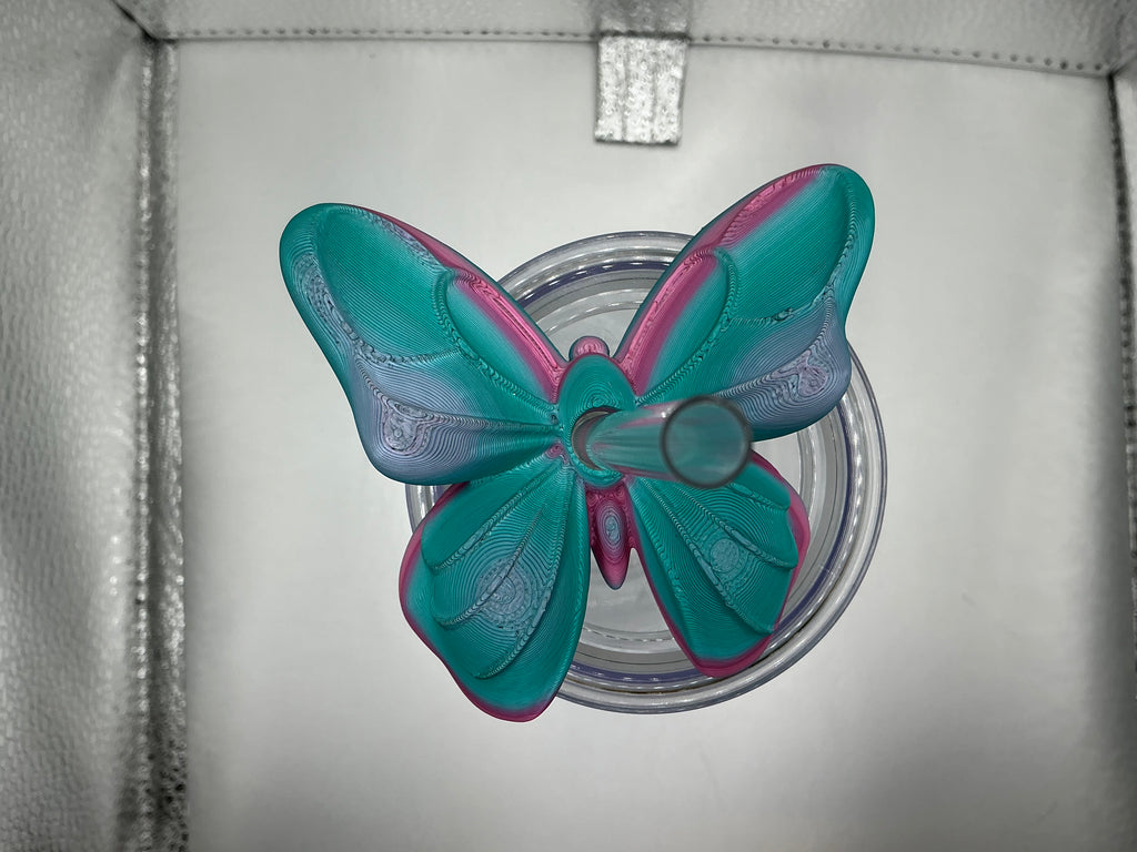 Teal butterfly lid topper