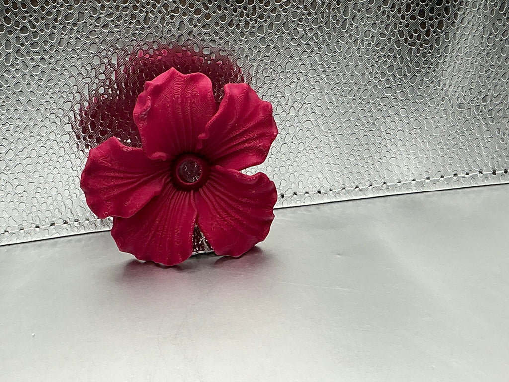 Maroon hibiscus lid topper
