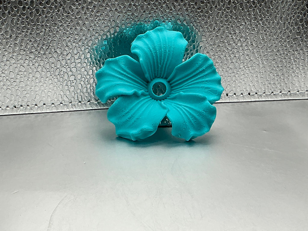 Teal hibiscus lid topper