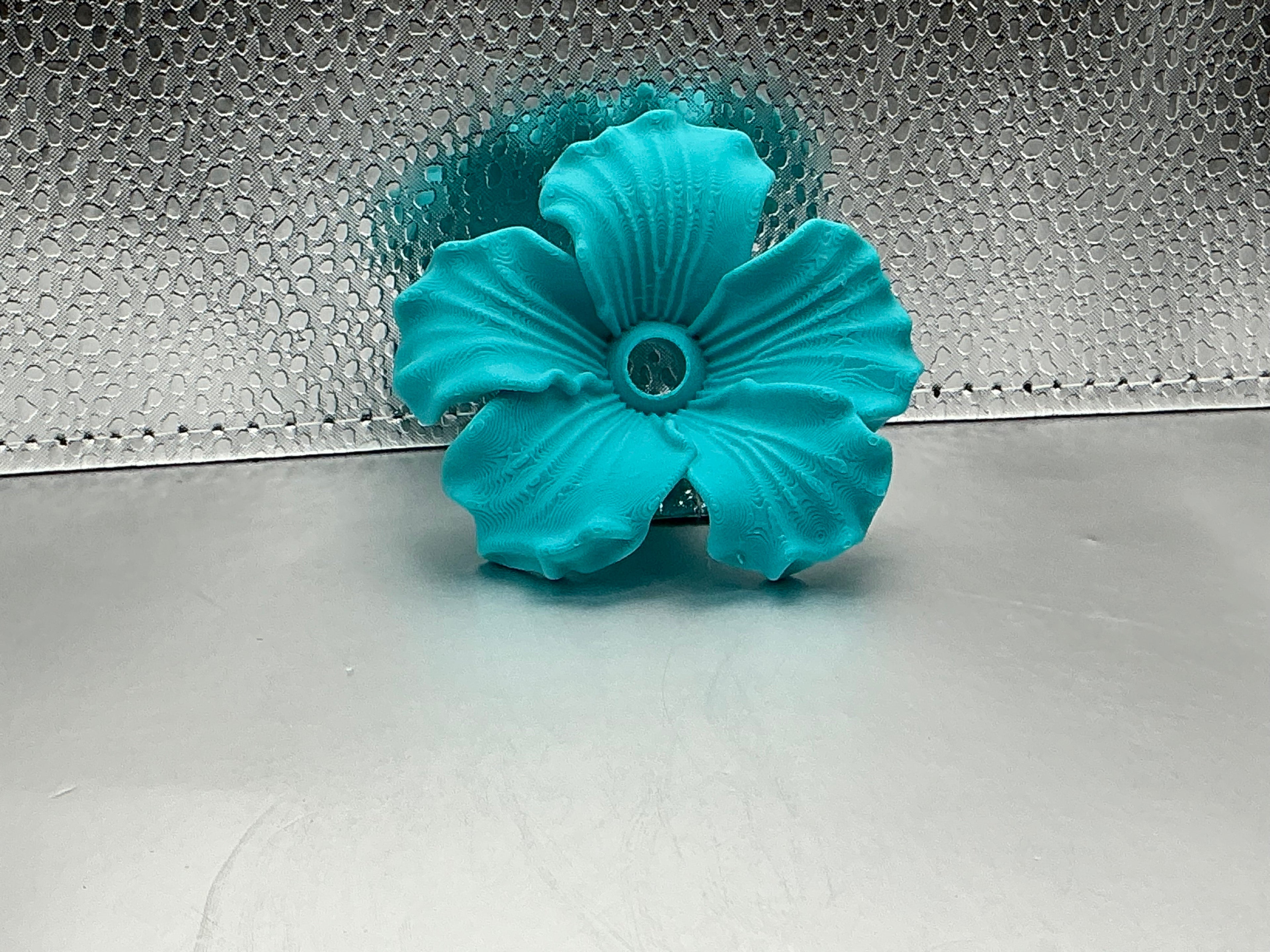 Teal hibiscus lid topper