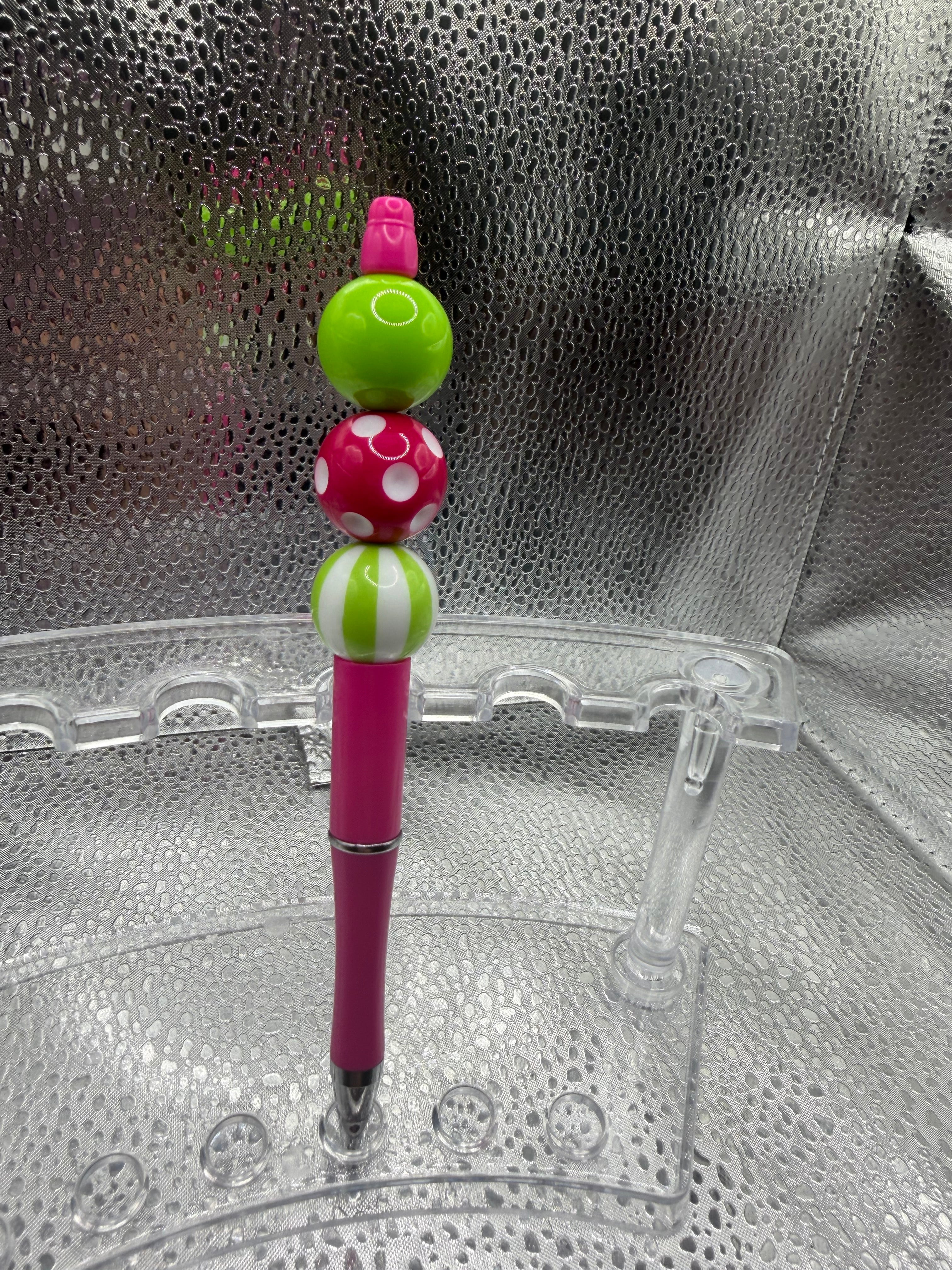 Pink and green balls pen (black ink)