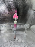 pink Cinderella's castle pen (black ink)