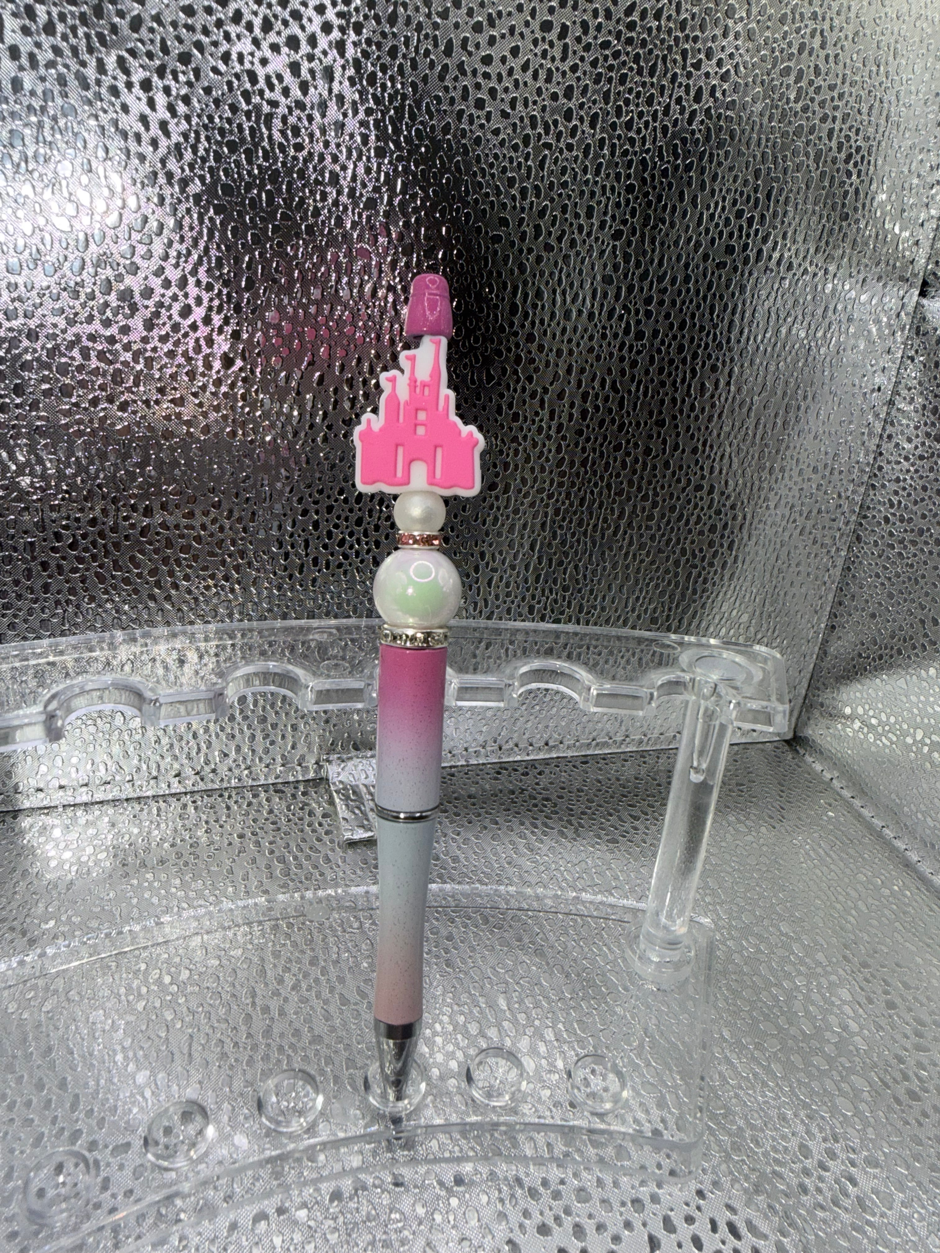 pink Cinderella's castle pen (black ink)