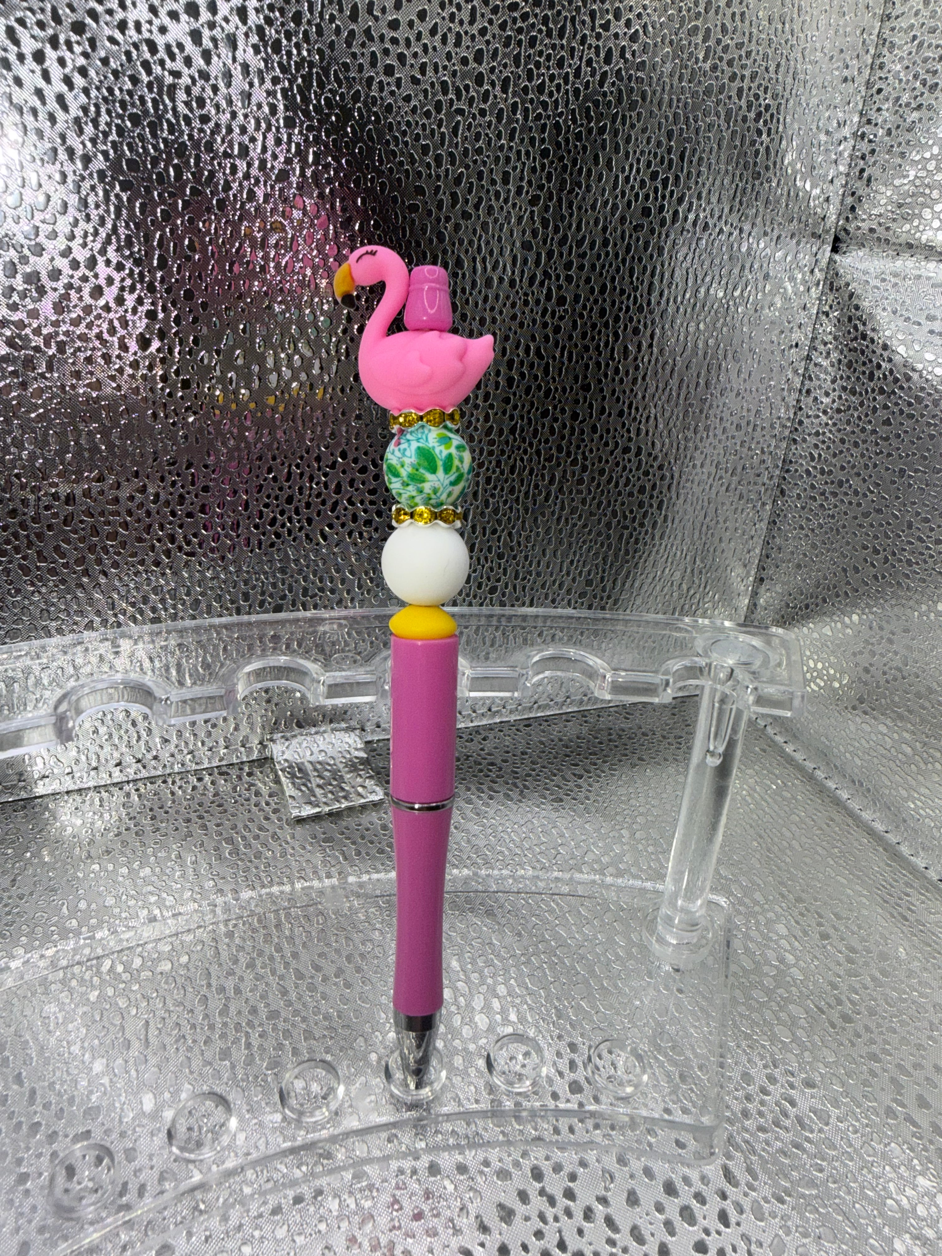 pink flamingo pen (black ink)