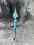 Blue Cinderella castle pen (black ink)