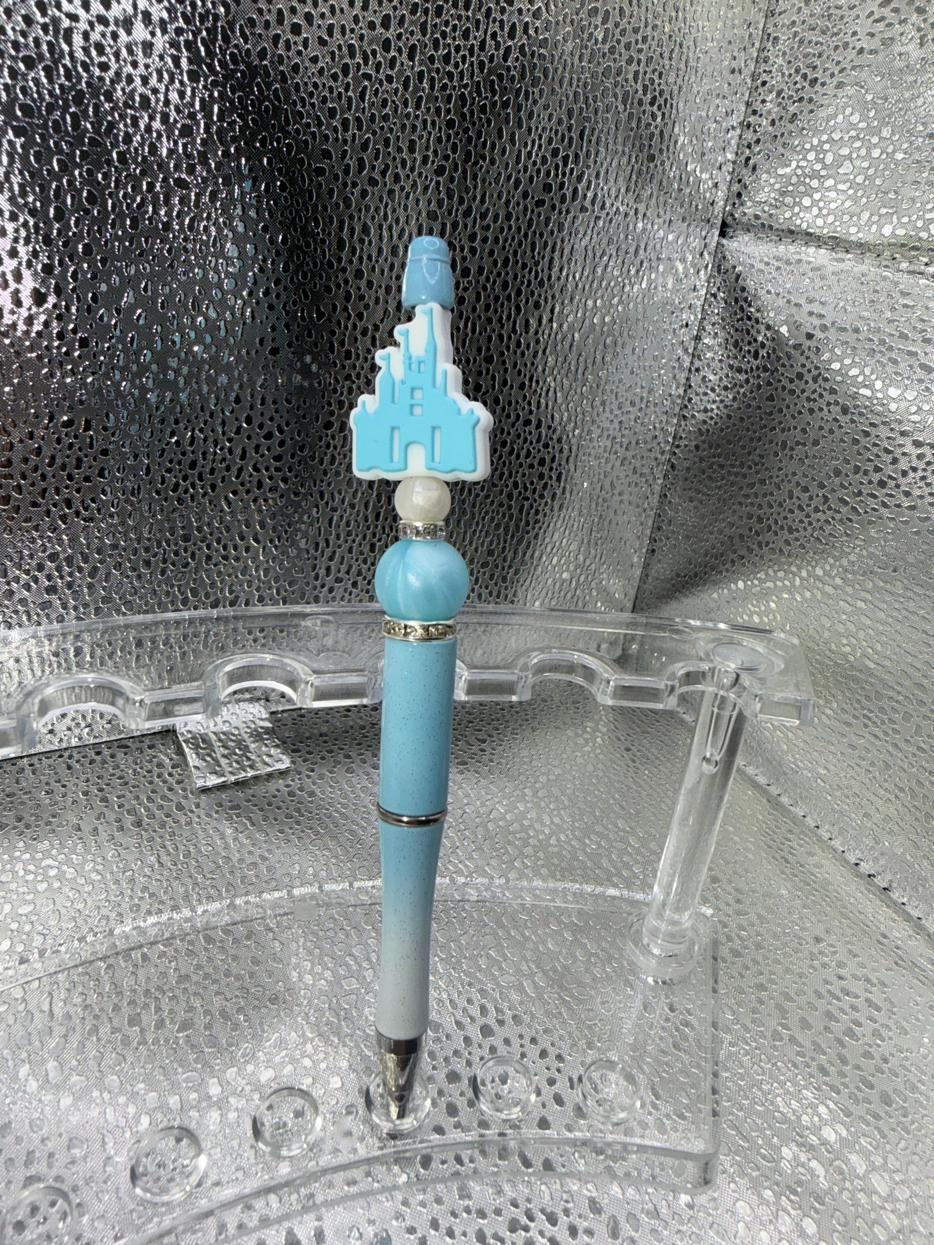 Blue Cinderella castle pen (black ink)