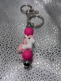 Pink and yellow unicorn keychain