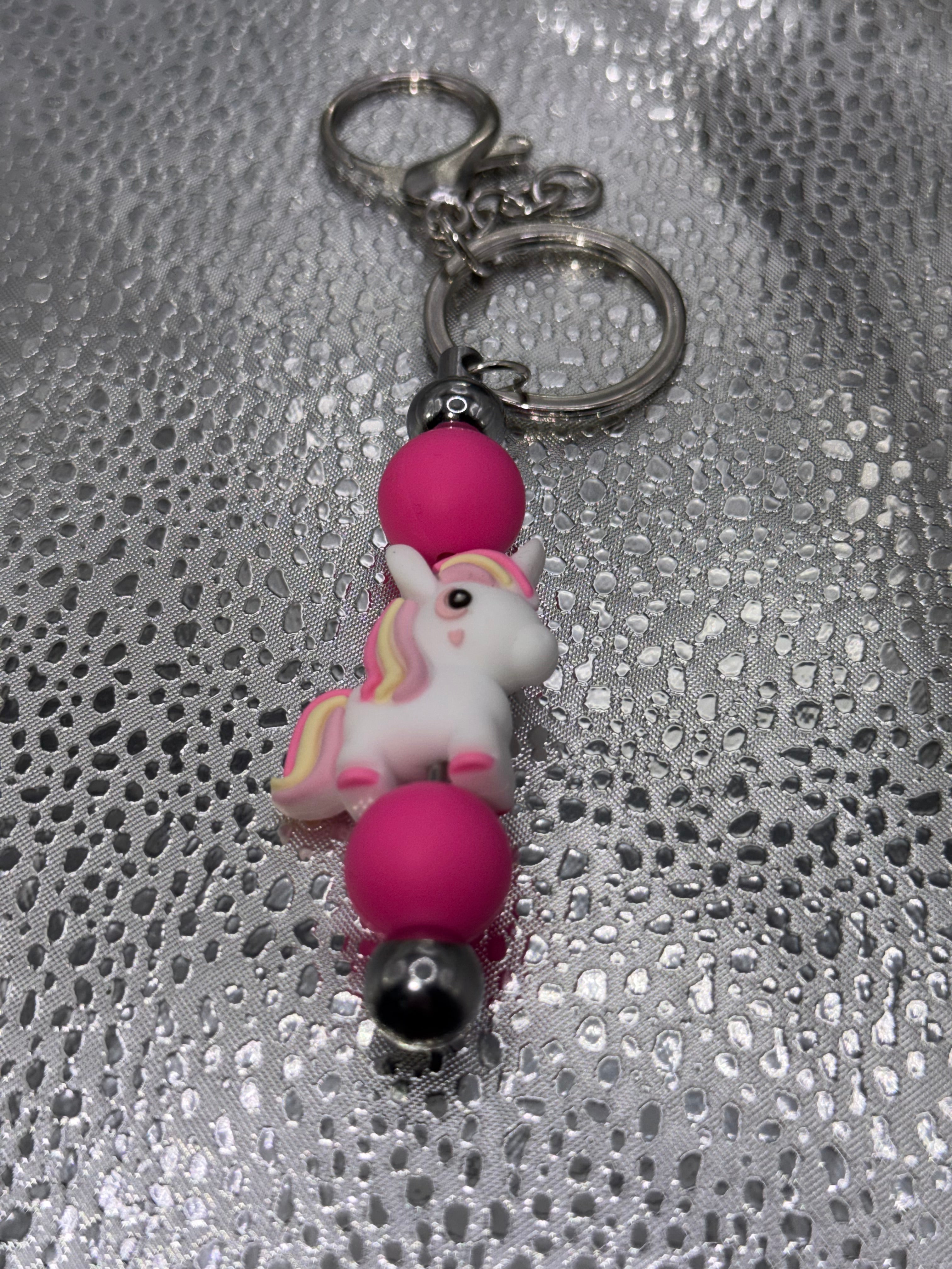 Pink and yellow unicorn keychain