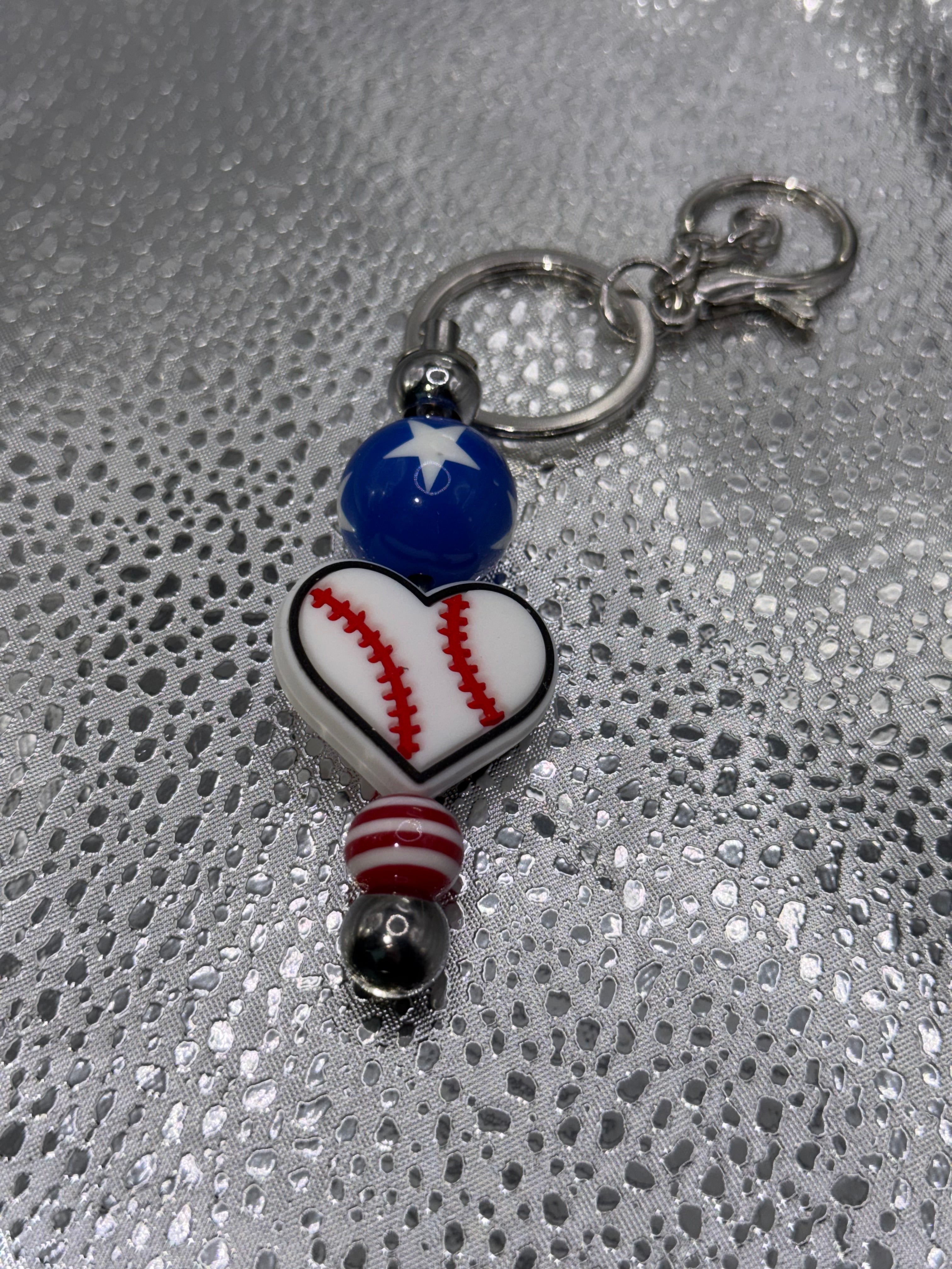 Heart baseball keychain