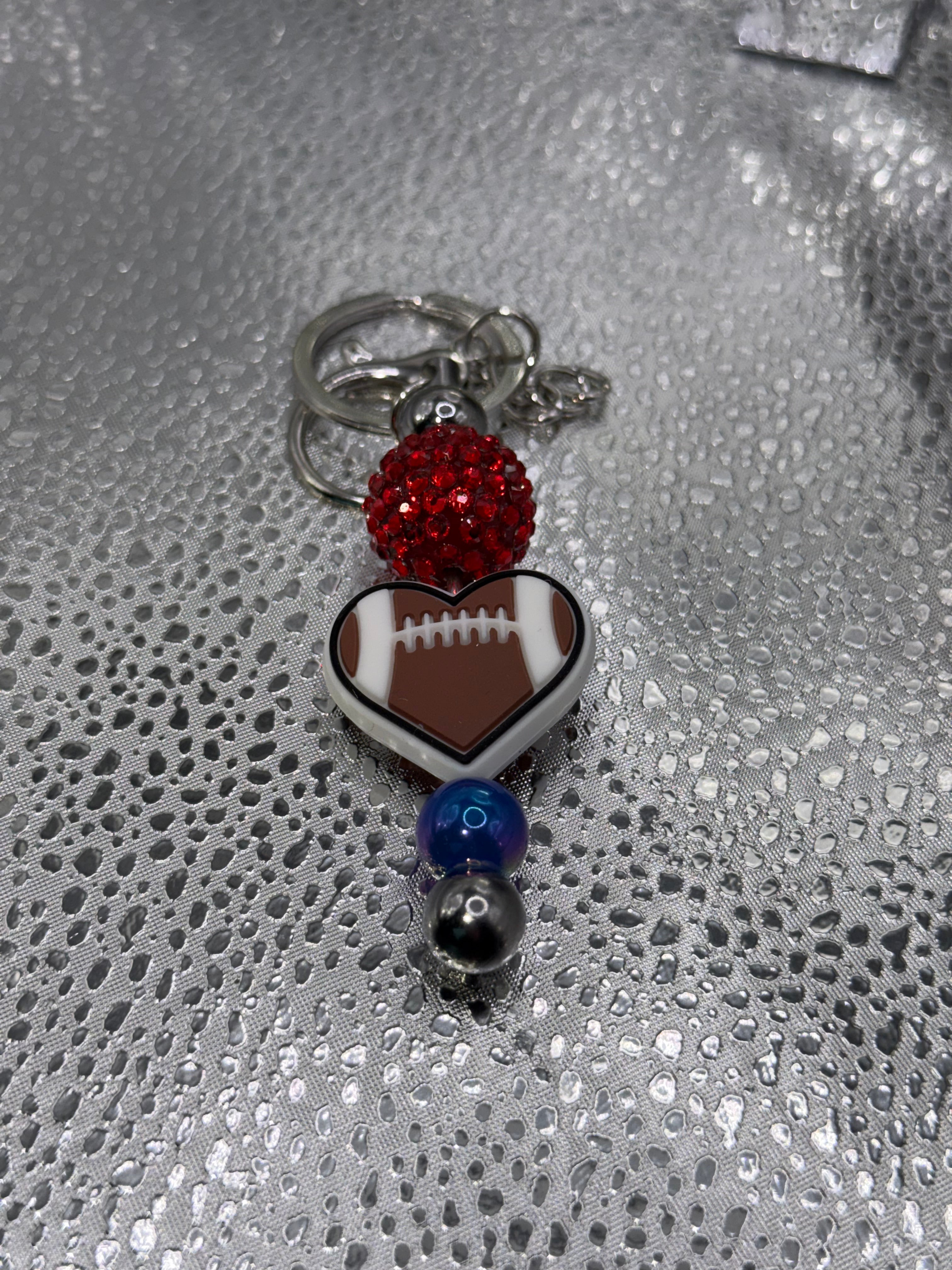 Heart football keychain